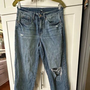 Classic Ripped Holey Womens Blue Jeans